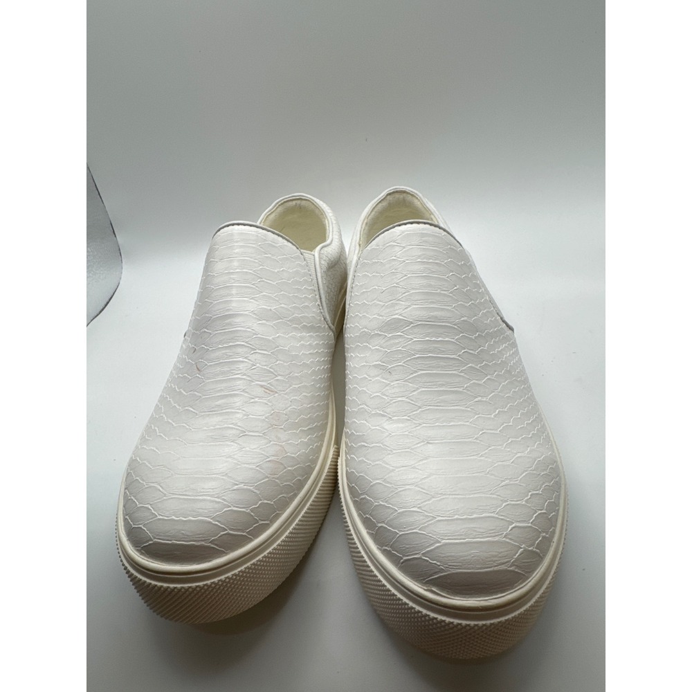 ALDO White‎ Embossed Snakeskin Slip On Fashion Sneakers Shoes
